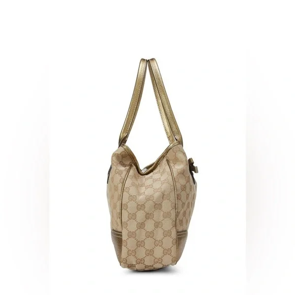 AUTHENTIC GUCCI GOLD ORIGINAL GG CANVAS PRINCY TOTE.